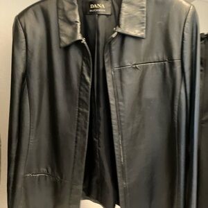 Dana Buchman  black leather jacket. Excellent condition!